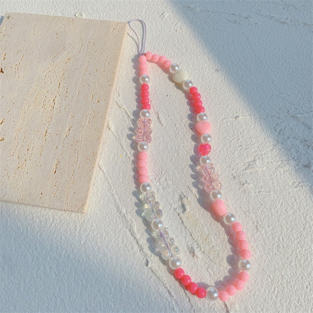 Perlen-Lanyard DIY Kreative Acryl-Telefonkette Schönheit Modeschmuck Zubehör Cartoon Bär Schmetterling Perlenarmband Unisex